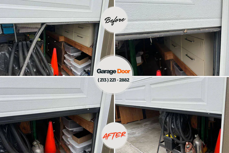 Before and after: garage door repair Ahtanum, WA